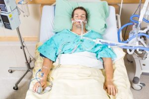 Person on a ventilator